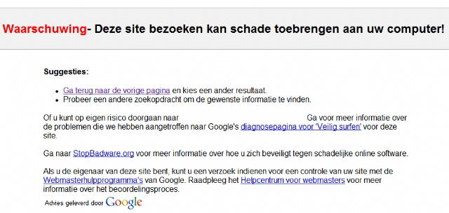 Website waarschuwing in Google verhelpen Website waarschuwing in Google verhelpen