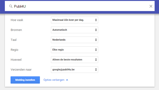 Melding instellen in Google Alerts