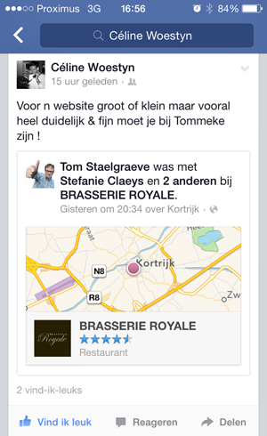 Facebook getuigenis Brasserie Royale