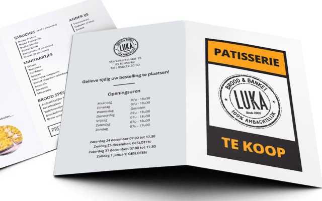 Eindejaarsfolder voor Bakkerij Luka uit Marke