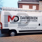 Belettering camionette dakwerken Matthias Demittenaere