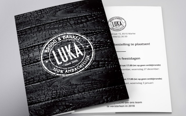 Eindejaarsfolder 2017 voor Bakkerij Luka uit Marke